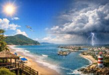 Semana será de calor, sol entre nuvens e chance de chuva isolada no Litoral Norte de SC