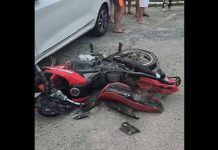 (VEJA O VÍDEO) Motociclista fica ferido em colisão com carro em Penha