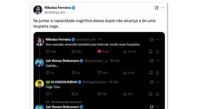 Nikolas Ferreira chama Jair Renan Bolsonaro de ‘toupeira cega’ e crise expõe racha no PL