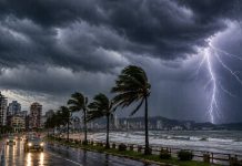 Frente fria provoca temporais em SC neste domingo e frio intenso chega na segunda