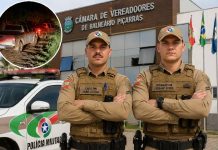 Mesmo atacados por abelhas, policiais não recuam e recebem homenagem em Balneário Piçarras
