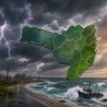 Frente fria provoca temporais e vento de até 90 km/h em SC neste sábado