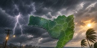 Frente fria provoca temporais e vento de até 90 km/h em SC neste sábado