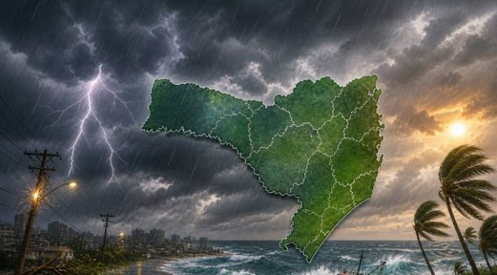 Frente fria provoca temporais e vento de até 90 km/h em SC neste sábado