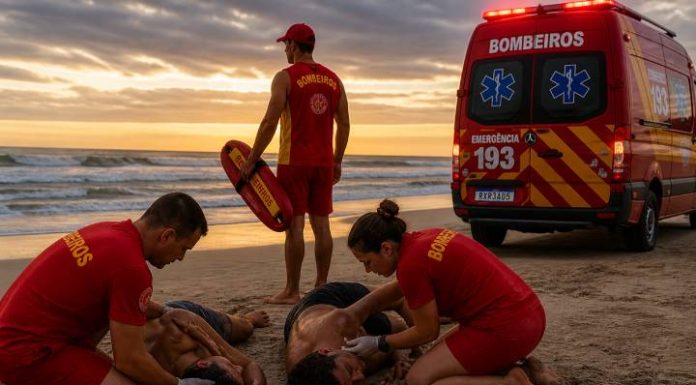 Susto no feriado mobiliza bombeiros após afogamento na Praia do Ervino em São Francisco do Sul
