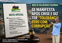 SERÁ?! MDB de Balneário Piçarras se manifesta após crise e diz ter “tolerância zero com corrupção”