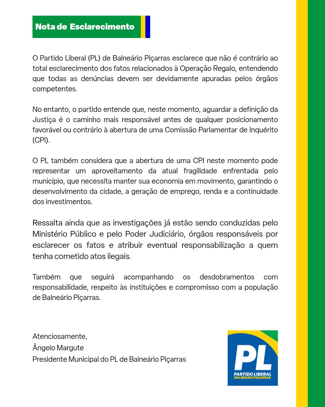 RABO PRESO? Vereador do PSDB, João Forte denuncia falta de apoio na Câmara para abrir "CPI das Obras Públicas" em Balneário Piçarras 1 WhatsApp Image 2026 05 26 at 05.55.25