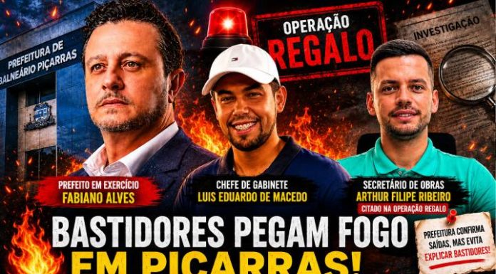Citado na Operação Regalo, secretário de Obras Arthur Filipe deixa cargo e prefeito Fabiano evita explicar bastidores das exonerações em Piçarras