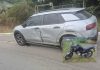 Acidente entre carro e moto deixa motociclista ferido em Penha