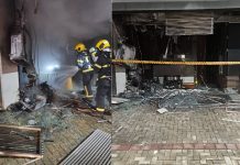 Escritório pega fogo durante a madrugada em Itapema