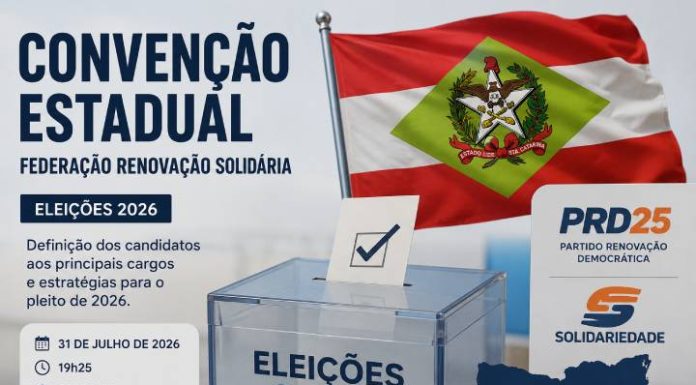 Federação Renovação Solidária convoca convenção estadual para definir candidaturas às eleições de 2026 em Santa Catarina