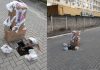 Moradores improvisam sinalização com caixas e sacolas para alertar sobre buracos em rua de Piçarras