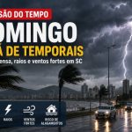 Domingo será de temporais em Santa Catarina; Defesa Civil alerta para chuva intensa e rajadas de vento