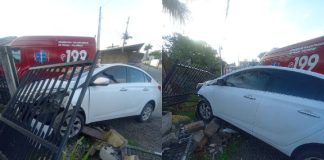 Carro colide contra muro no Centro de Penha neste domingo (6)
