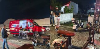 Colisão frontal entre duas scooters deixa dois feridos em Penha
