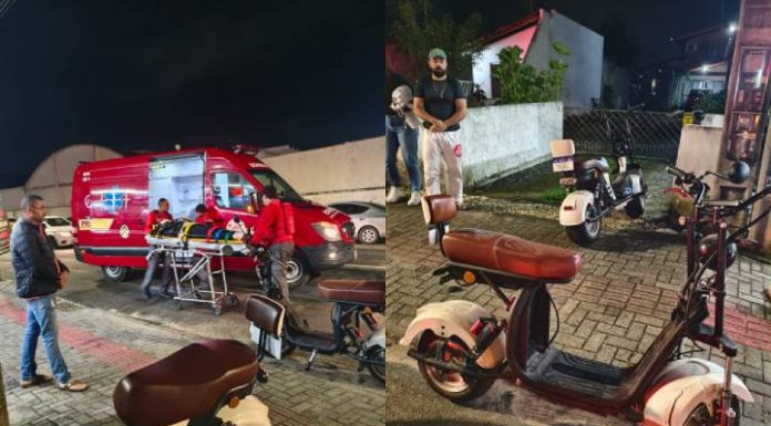 Colisão frontal entre duas scooters deixa dois feridos em Penha